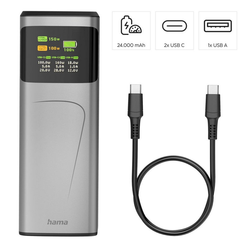 Hama High Power 150W – powerbank 24000 mAh do zadań specjalnych - Power banki z nadrukiem logo | VEBI - zdjęcie 4