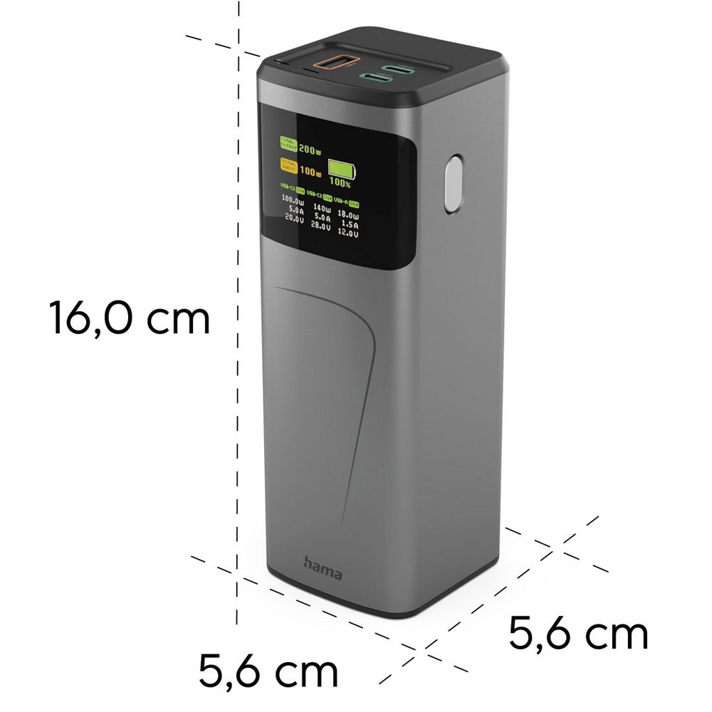 Hama High Power 200W – power bank 24000 mAh z wyświetlaczem - Power banki z nadrukiem logo | VEBI - zdjęcie 3