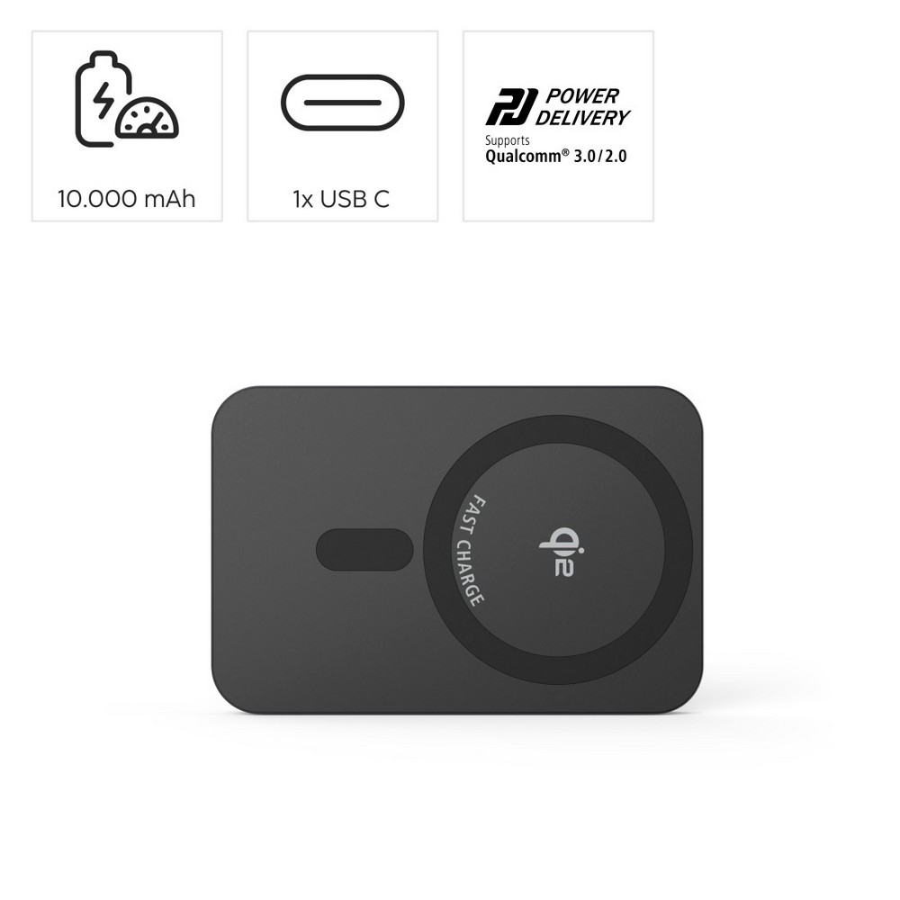 Magnetyczny power bank Hama 10000 mAh z ładowaniem bezprzewodowym - Power banki z nadrukiem logo | VEBI - zdjęcie 6
