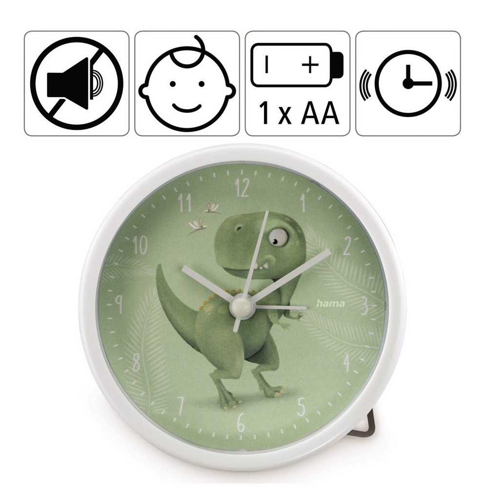 Budzik dla dzieci Hama Happy Dino – wesoły dinozaur - Zegary i zegarki z nadrukiem logo | VEBI - zdjęcie 3