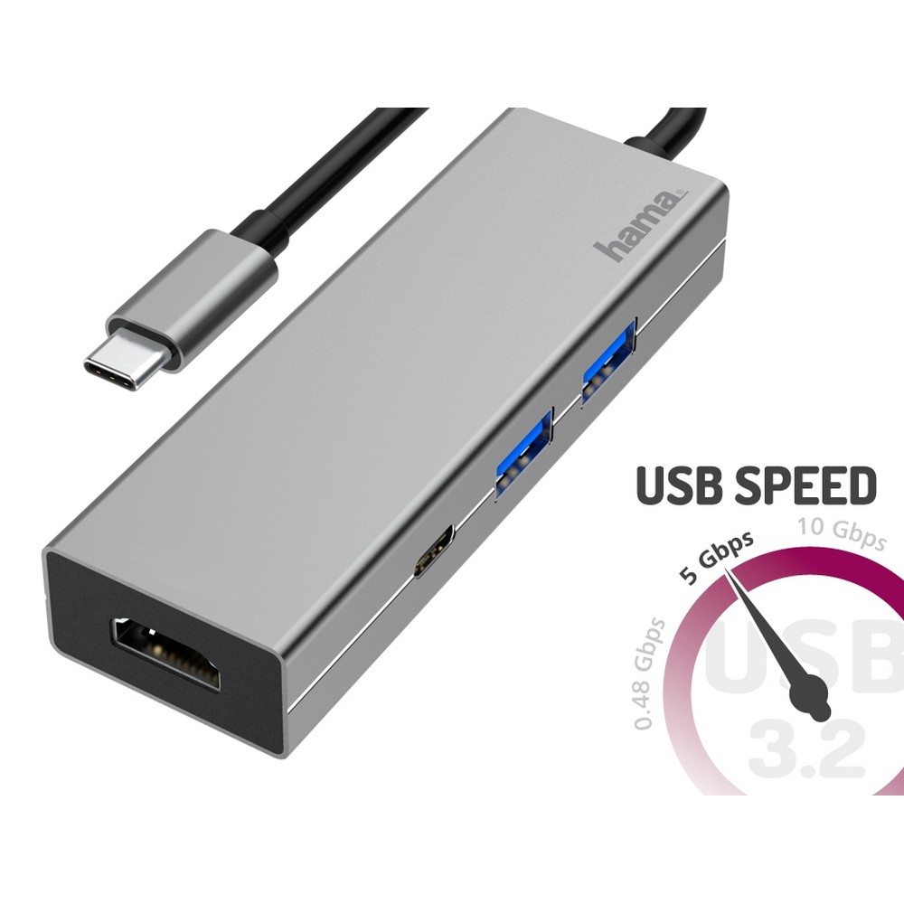 Hub USB-C Hama – HDMI i USB w jednym urządzeniu - Akcesoria do komputerów z nadrukiem logo | VEBI - zdjęcie 2