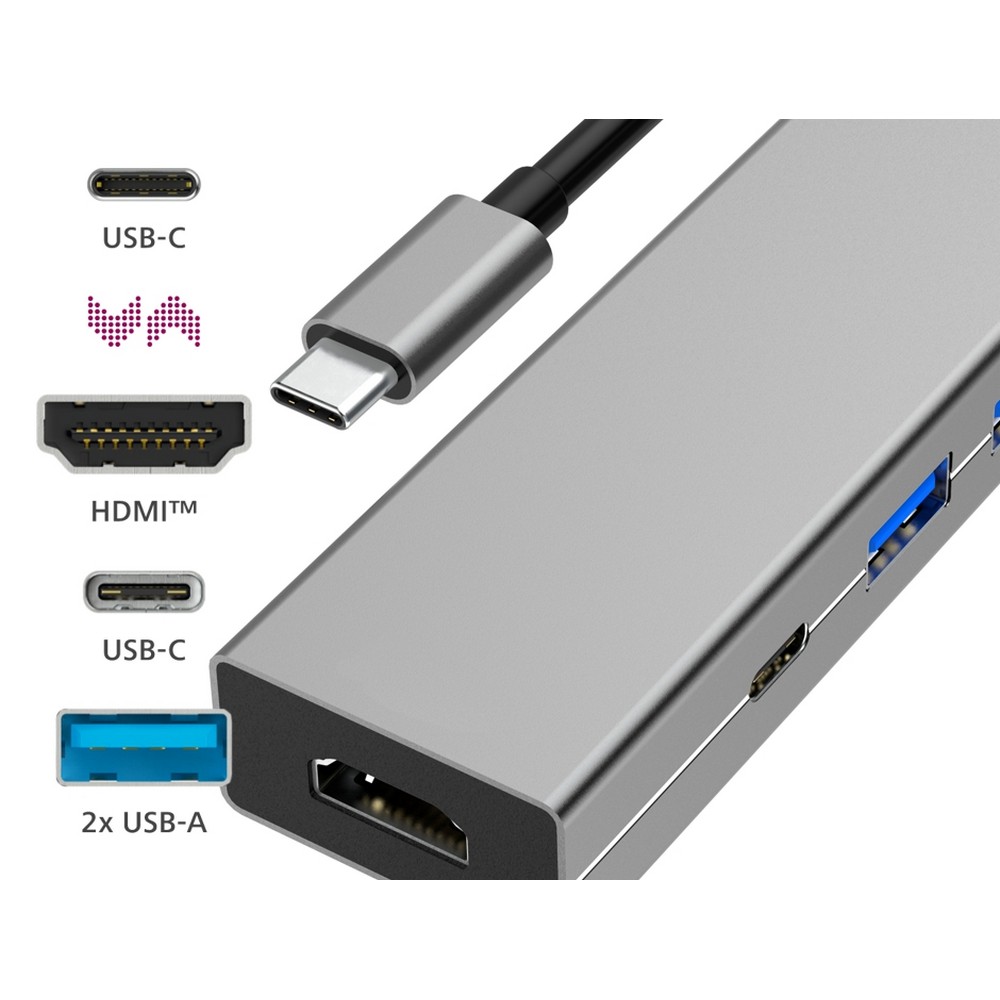 Hub USB-C Hama – HDMI i USB w jednym urządzeniu - Akcesoria do komputerów z nadrukiem logo | VEBI - zdjęcie 4