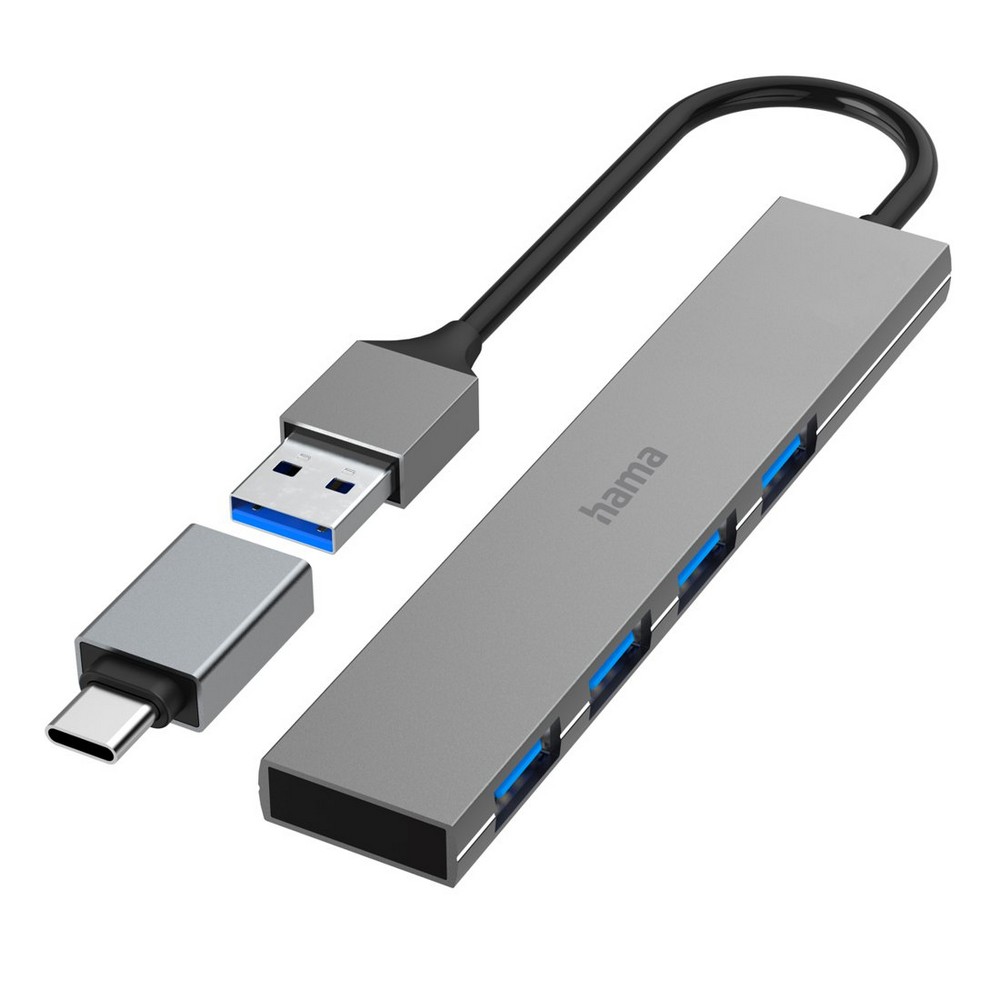 Hub USB-C Hama – 4 porty USB w jednym urządzeniu - Akcesoria do komputerów z nadrukiem logo | VEBI