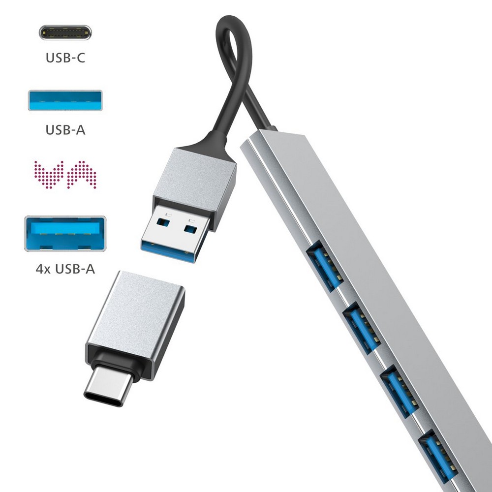 Hub USB-C Hama – 4 porty USB w jednym urządzeniu - Akcesoria do komputerów z nadrukiem logo | VEBI - zdjęcie 4