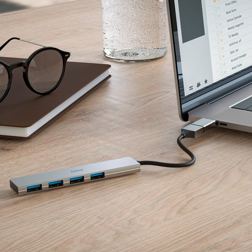 Hub USB-C Hama – 4 porty USB w jednym urządzeniu - Akcesoria do komputerów z nadrukiem logo | VEBI - zdjęcie 2