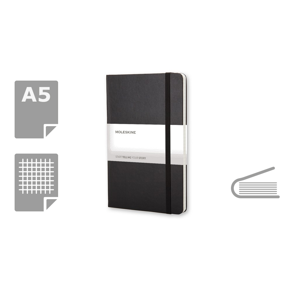 MOLESKINE Notatnik A5 w kratkę z twardą okładką - 240 stron