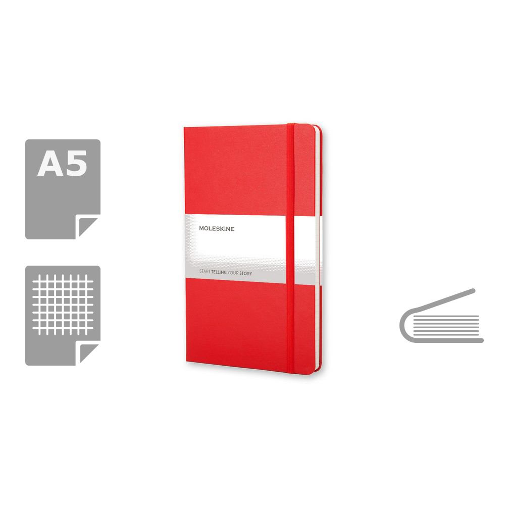 MOLESKINE Notatnik A5 w kratkę z twardą okładką - 240 stron - Notatniki i notesy z nadrukiem logo | VEBI - zdjęcie 13