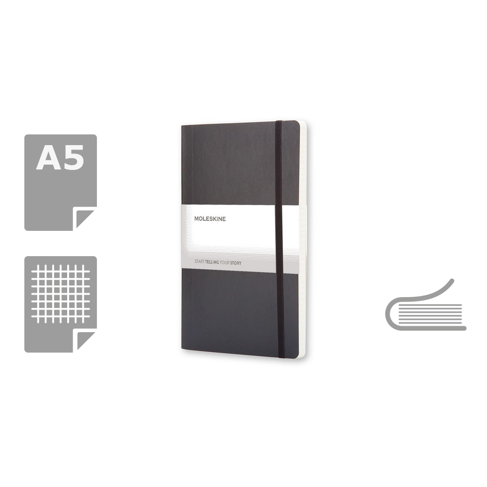 Moleskine Notatnik A5 – miękka okładka, kratka - Notatniki i notesy z nadrukiem logo | VEBI