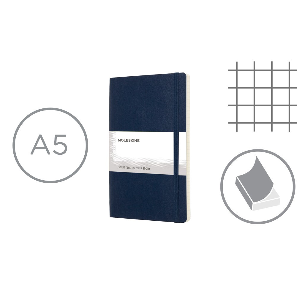 Notatnik MOLESKINE A5 z miękką okładką - 192 strony w kratkę