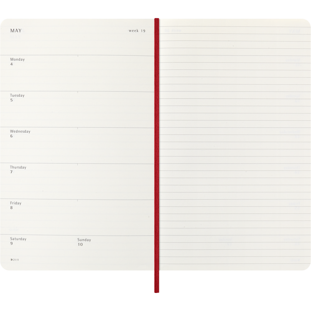 Kalendarz Moleskine A5 - tygodniowy notatnik z miękką okładką - Notatniki i notesy z nadrukiem logo | VEBI - zdjęcie 6