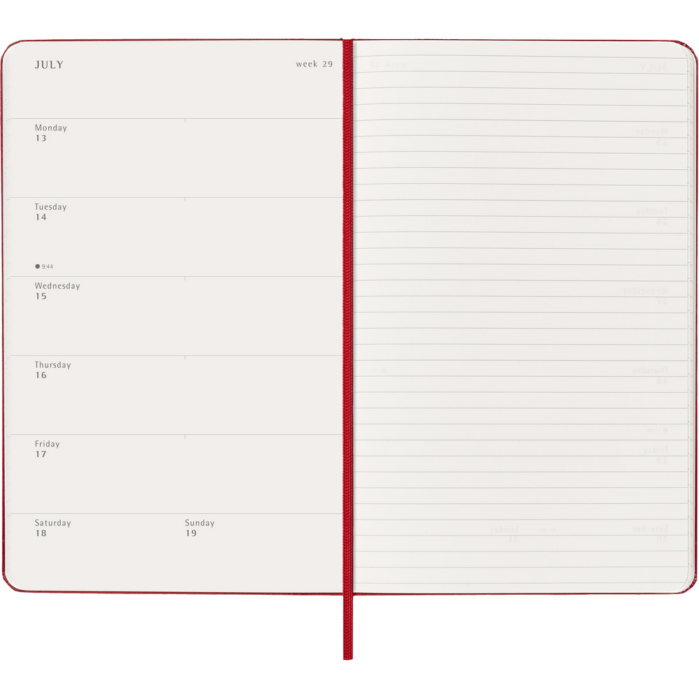 Kalendarz tygodniowy Moleskine A5 z notatnikiem - twarda okładka - Notatniki i notesy z nadrukiem logo | VEBI - zdjęcie 6