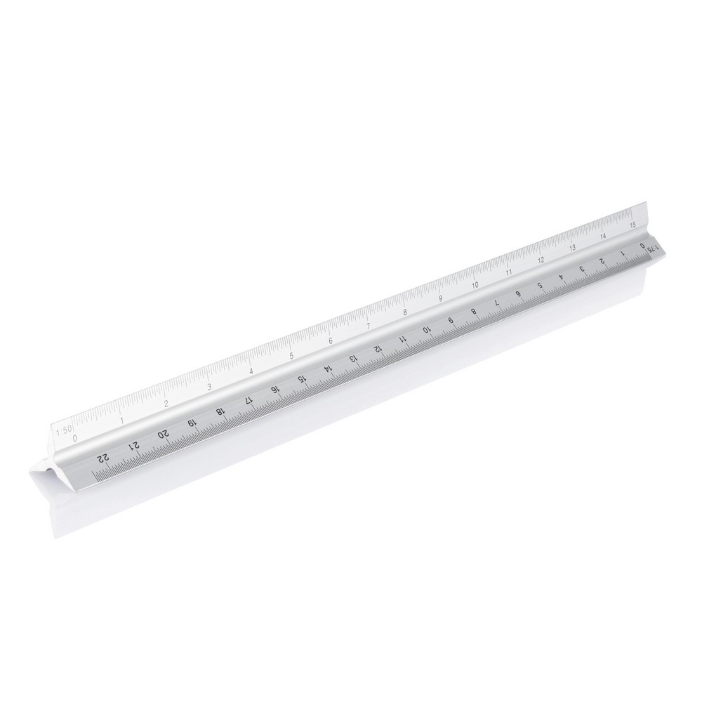 Linijka aluminiowa 30 cm z 5 skalami architektonicznymi - Miarki i taśmy miernicze z nadrukiem logo | VEBI - zdjęcie 2