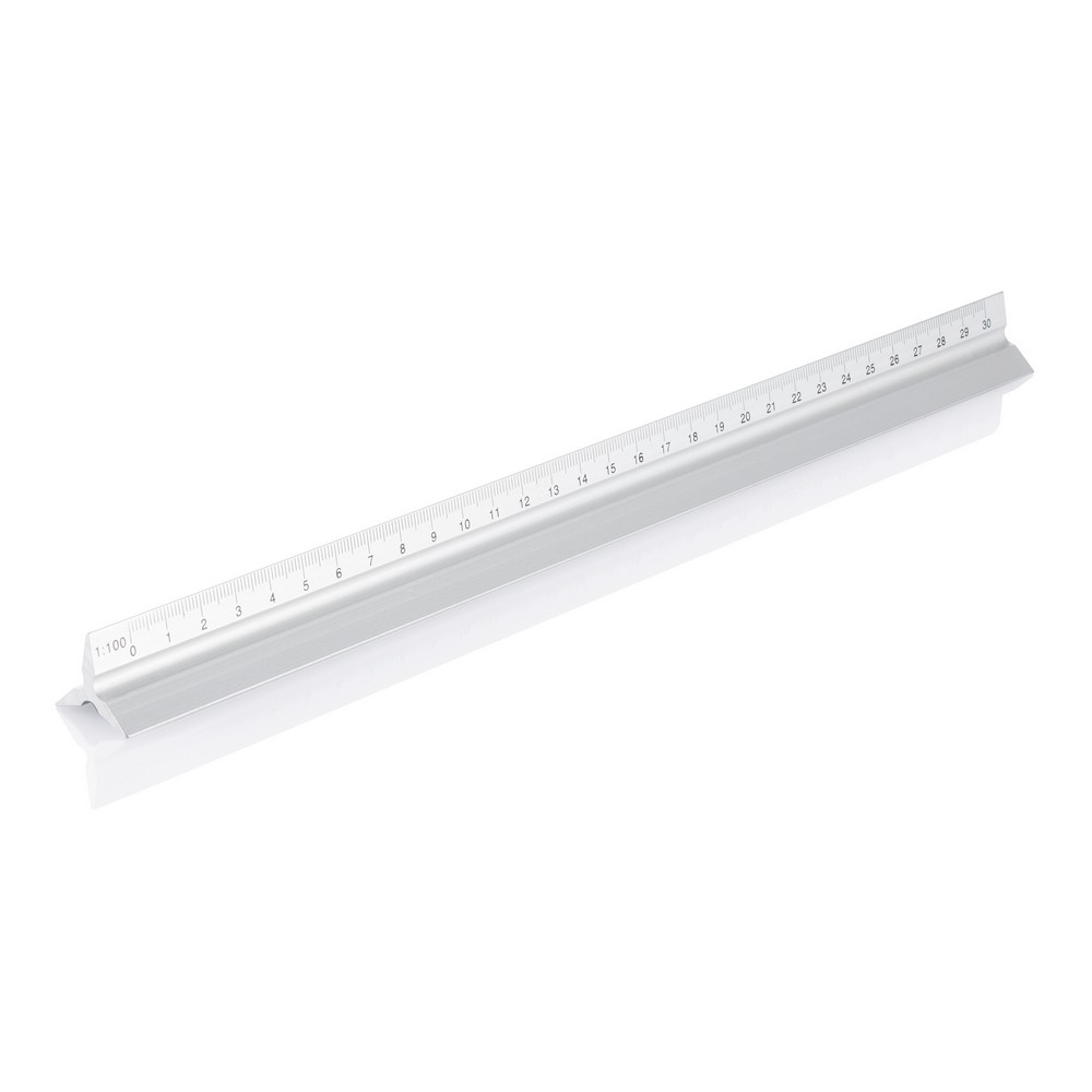 Linijka aluminiowa 30 cm z 5 skalami architektonicznymi - Miarki i taśmy miernicze z nadrukiem logo | VEBI - zdjęcie 3