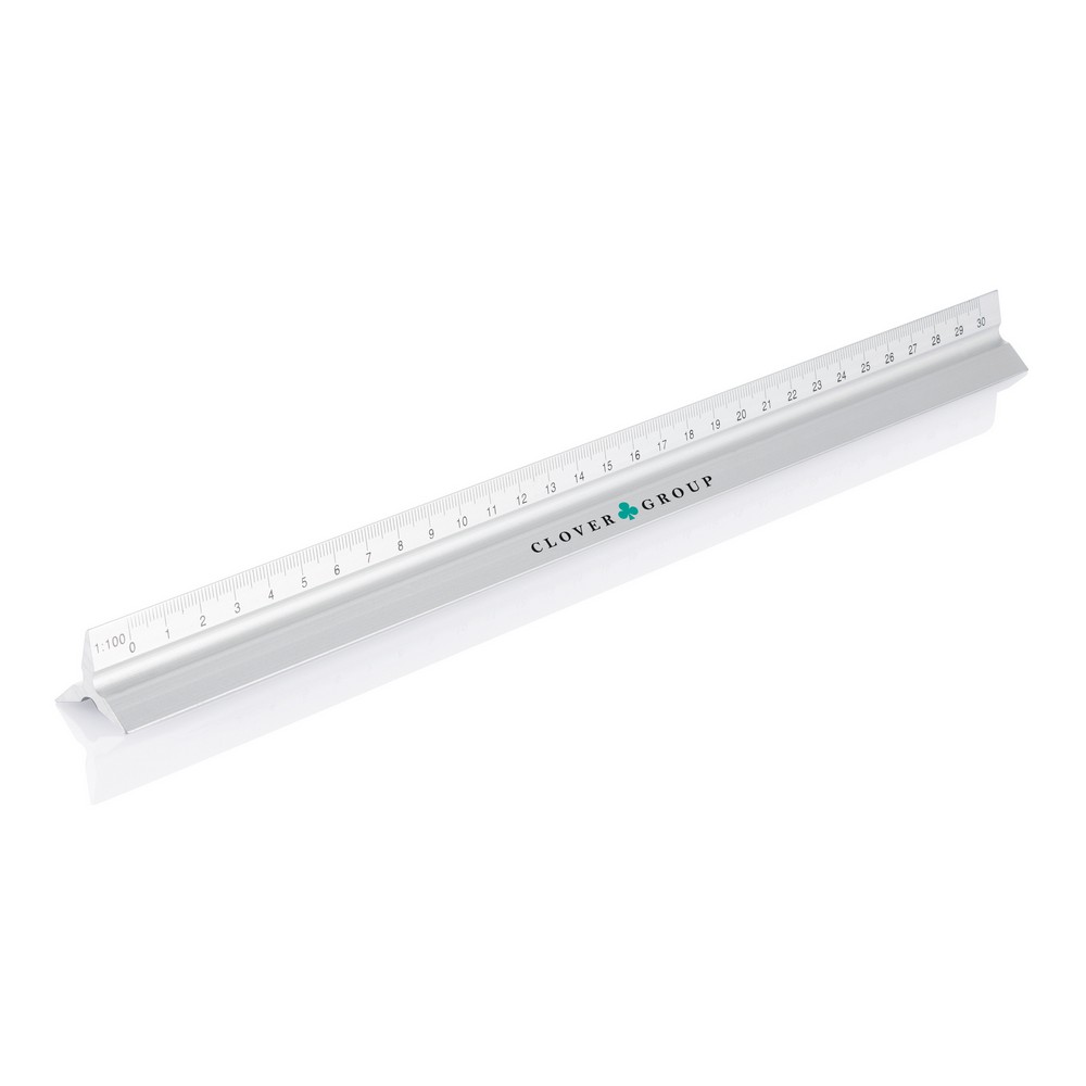 Linijka aluminiowa 30 cm z 5 skalami architektonicznymi - Miarki i taśmy miernicze z nadrukiem logo | VEBI - zdjęcie 4