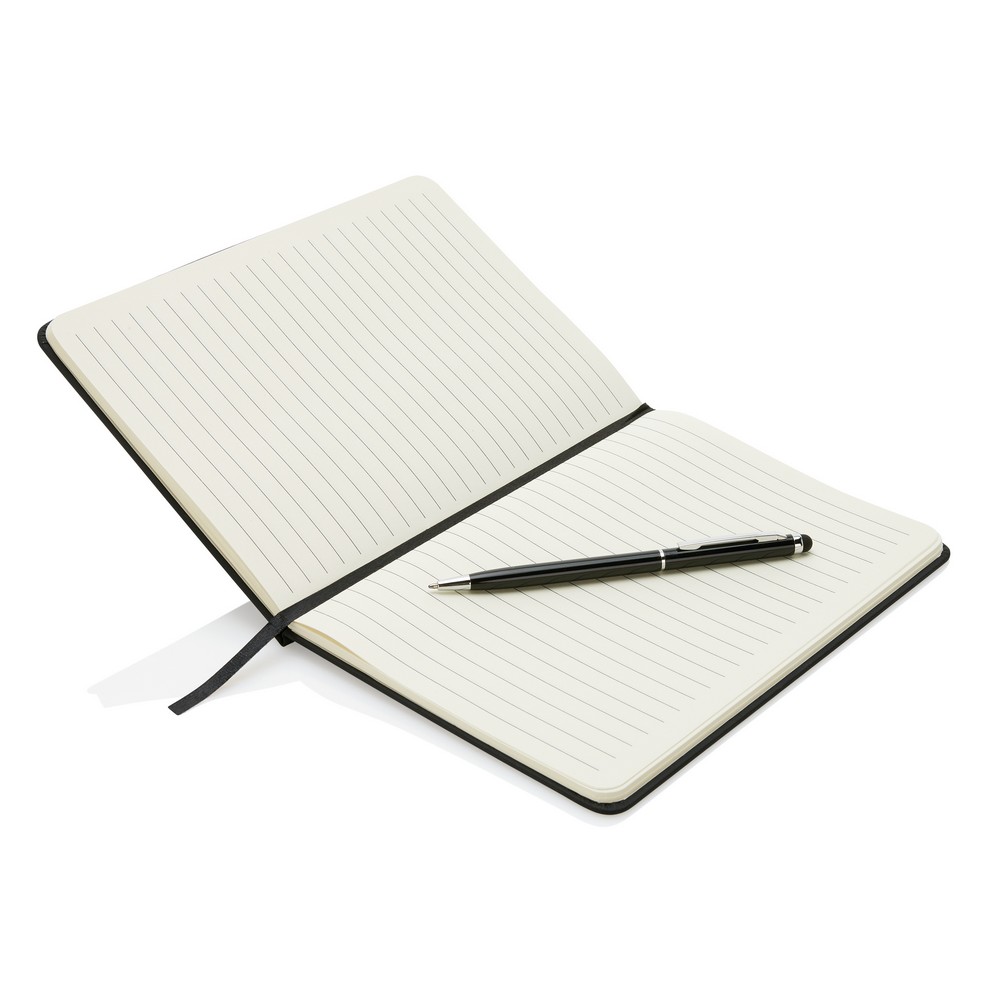 Notatnik A5 Deluxe z touch penem, z nadrukiem logo - Notatniki i notesy z nadrukiem logo | VEBI - zdjęcie 2