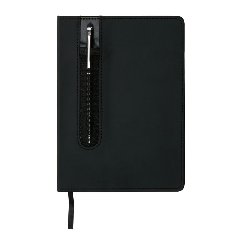 Notatnik A5 Deluxe z touch penem, z nadrukiem logo - Notatniki i notesy z nadrukiem logo | VEBI - zdjęcie 3