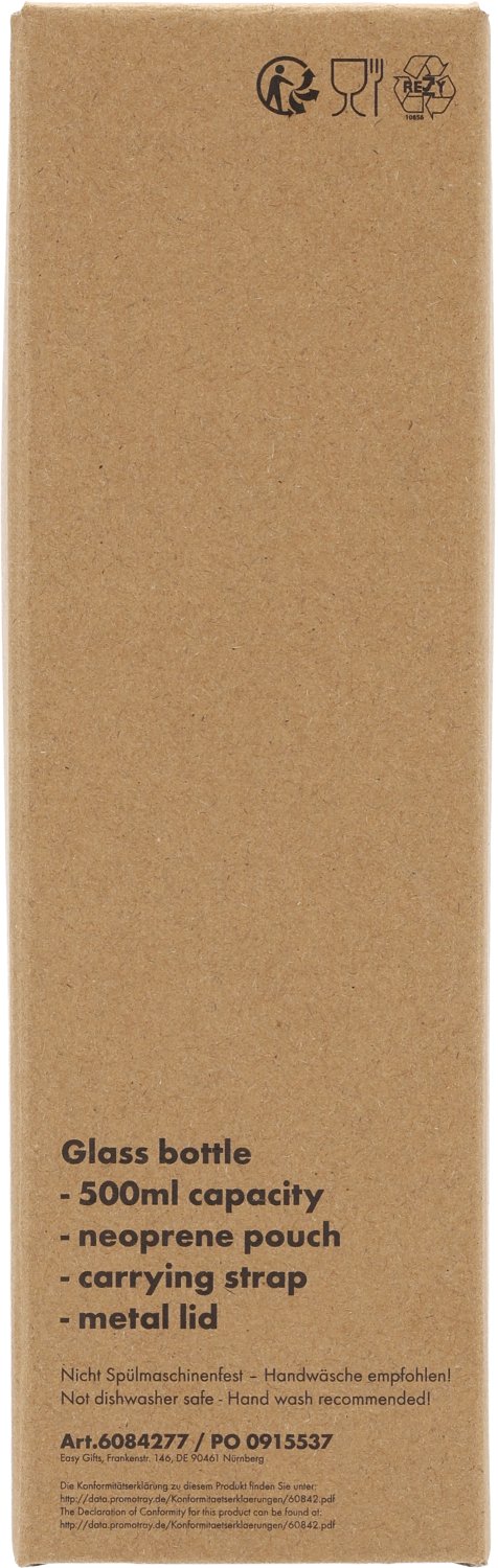 Szklana butelka KLAGENFURT 500ml z etui neoprenowym - Akcesoria podróżne z nadrukiem logo | VEBI - zdjęcie 25