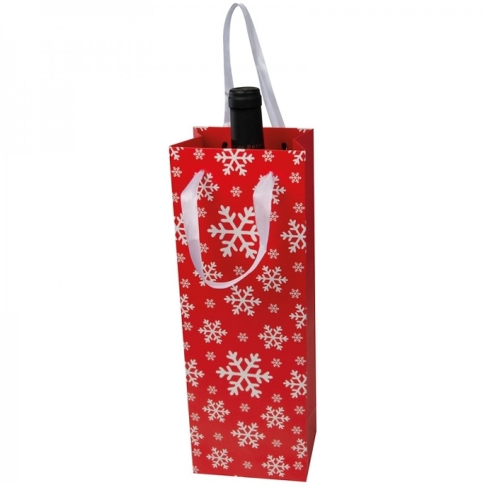 Elegancka torba świąteczna na wino LAPLAND z logo - Torby papierowe z nadrukiem logo | VEBI - zdjęcie 3