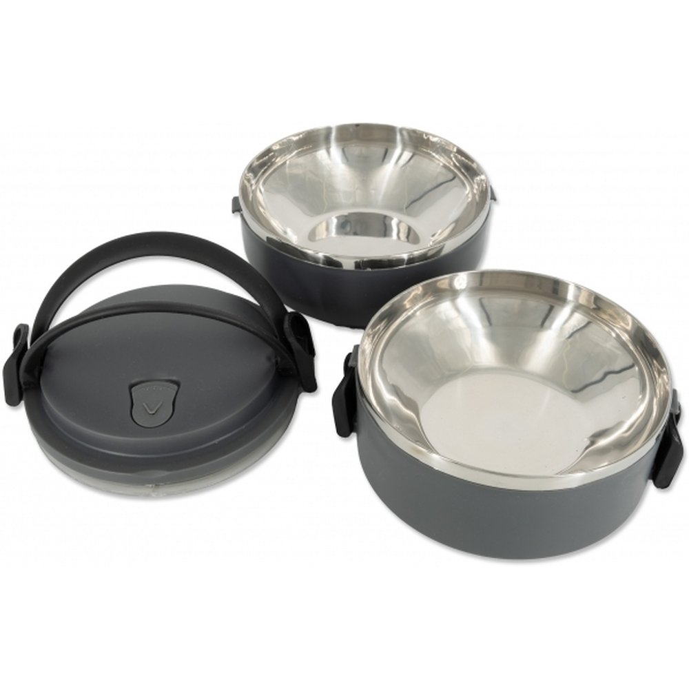 Stalowy lunch box HOME z przegrodami - pojemnik na żywność