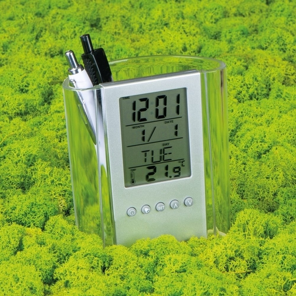 Wielofunkcyjny stojak biurkowy MADRID z zegarem i datownikiem - zdjęcie 2