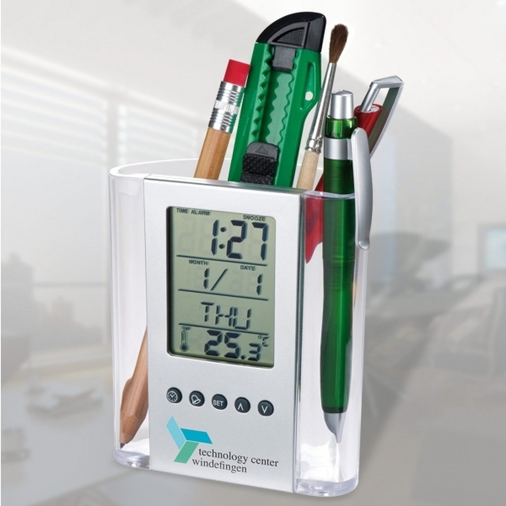 Wielofunkcyjny stojak biurkowy MADRID z zegarem i datownikiem - zdjęcie 5