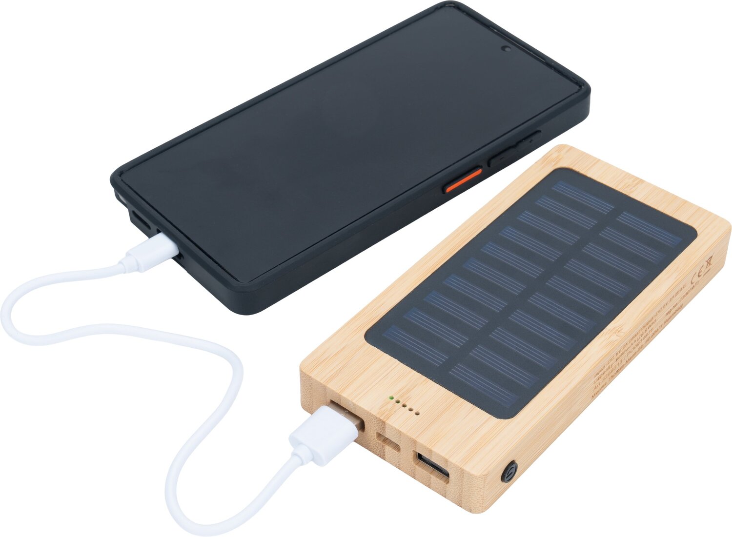 Bambusowy power bank solarny 8000 mAh BAKERSFIELD - Power banki z nadrukiem logo | VEBI - zdjęcie 3