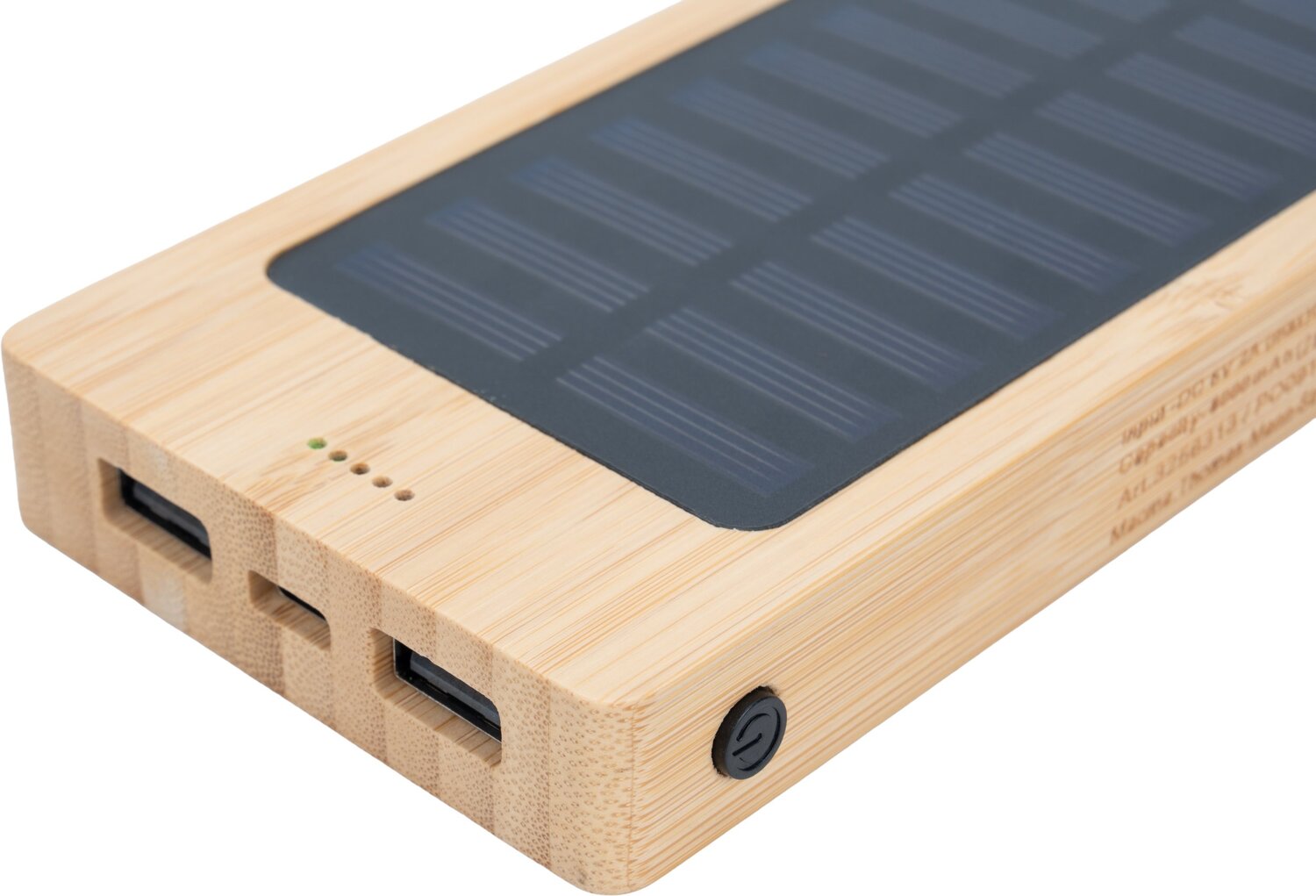 Bambusowy power bank solarny 8000 mAh BAKERSFIELD - Power banki z nadrukiem logo | VEBI - zdjęcie 4