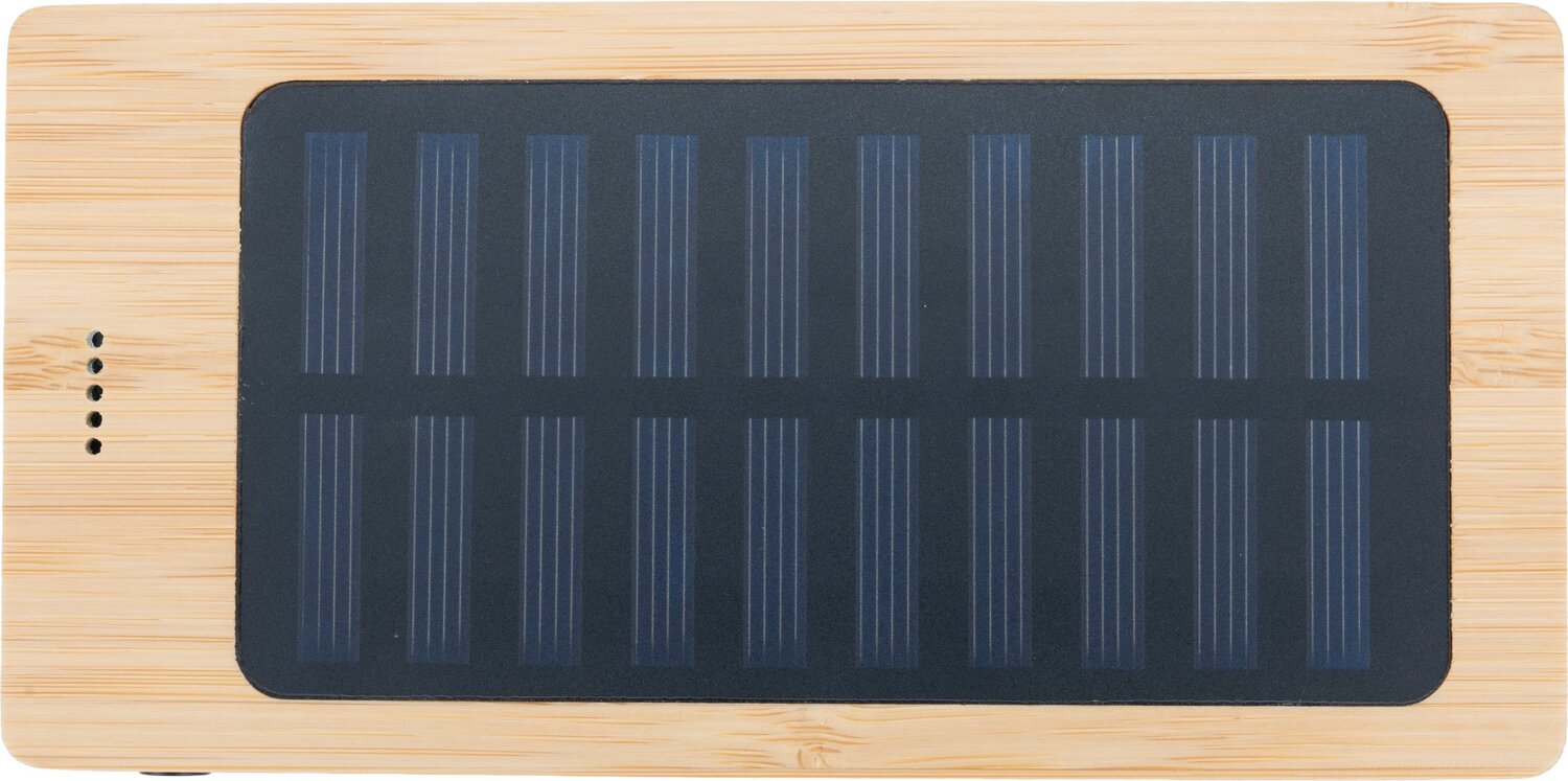 Bambusowy power bank solarny 8000 mAh BAKERSFIELD - Power banki z nadrukiem logo | VEBI - zdjęcie 5