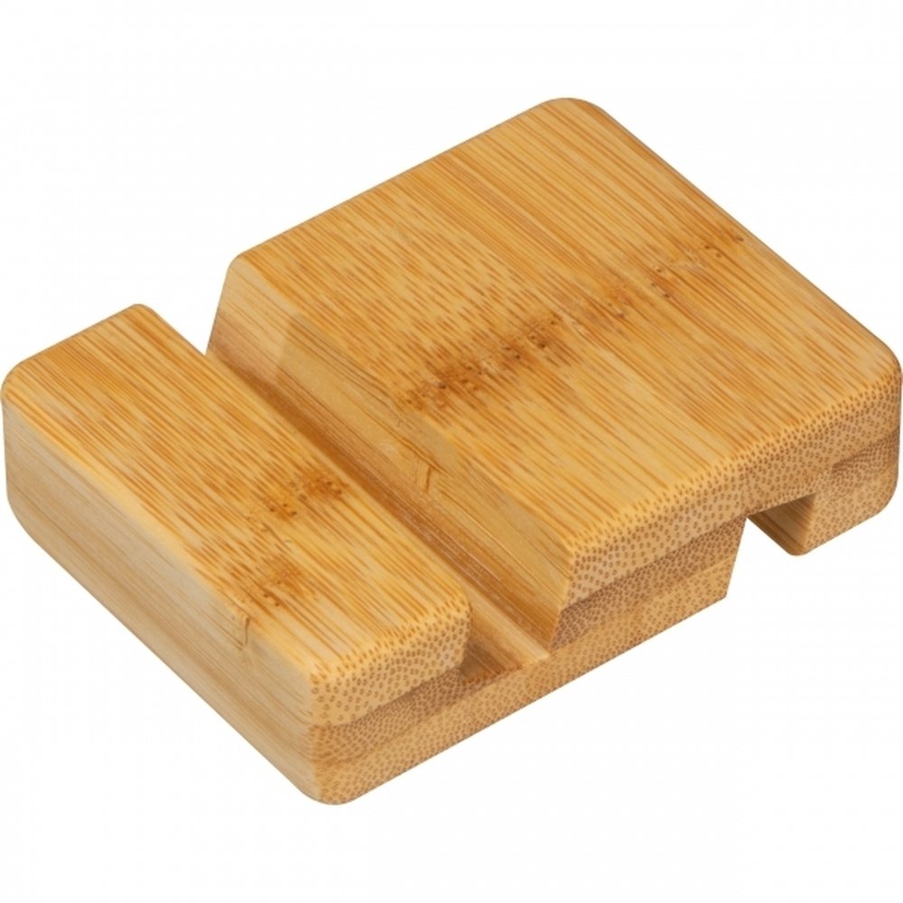 Bambusowy stojak na telefon SAN SEBASTIAN z nadrukiem logo