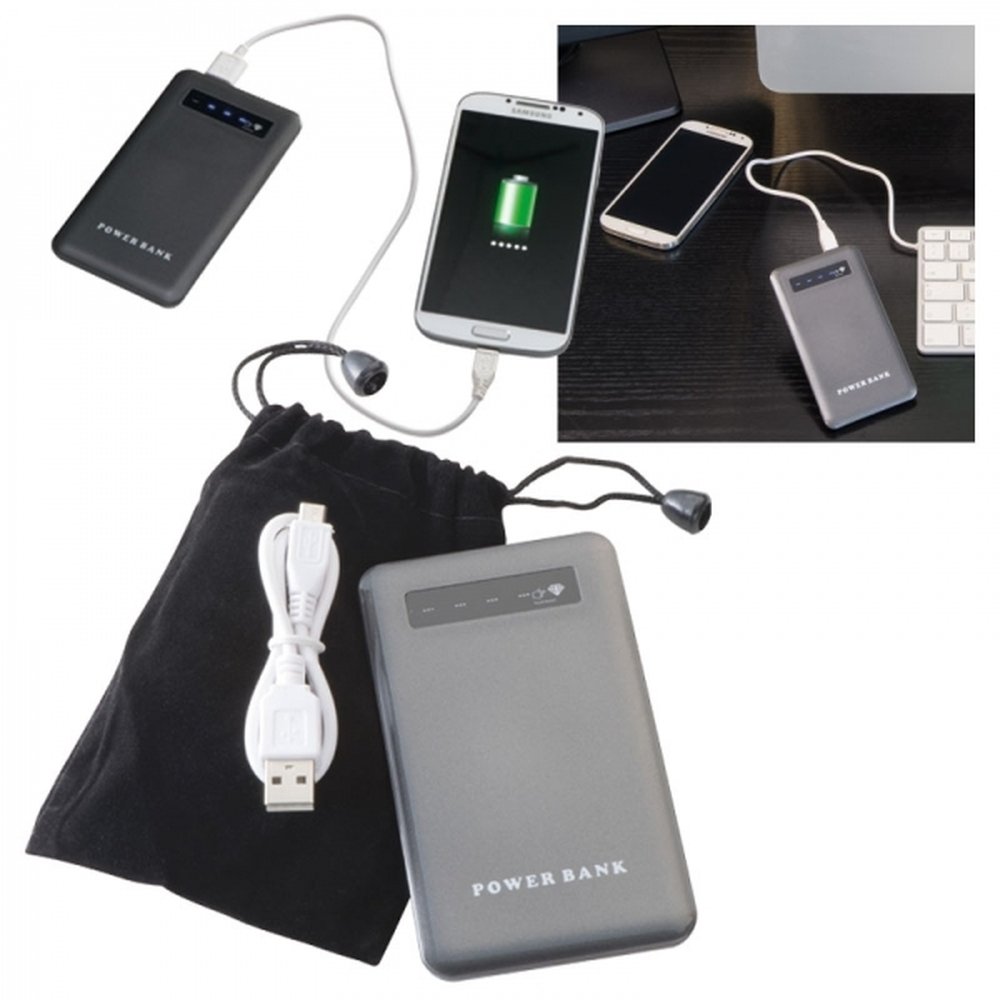 Power bank plastikowy 4000 mAh KINGSVILLE z nadrukiem
