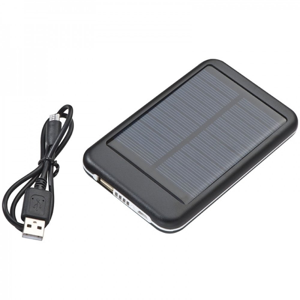 Power bank solarny z logo 4000 mAh - metalowy gadżet reklamowy