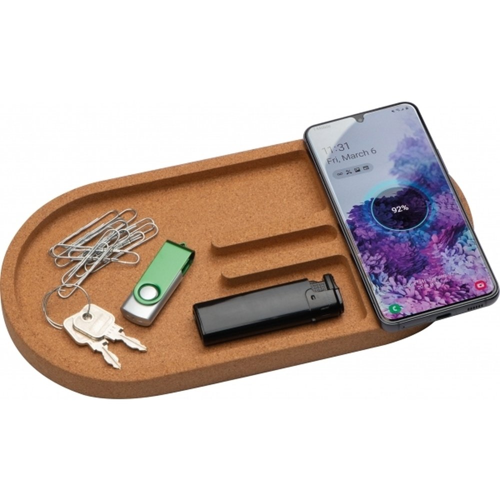 Bambusowy organizer biurkowy z ładowarką bezprzewodową 10W - zdjęcie 5