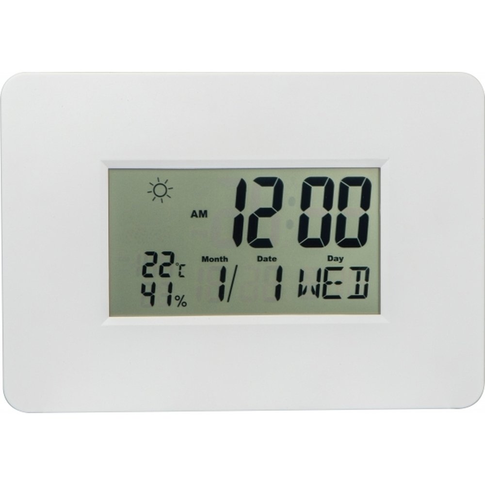 Cyfrowy zegar ścienny BELGRADE z termometrem i higrometrem