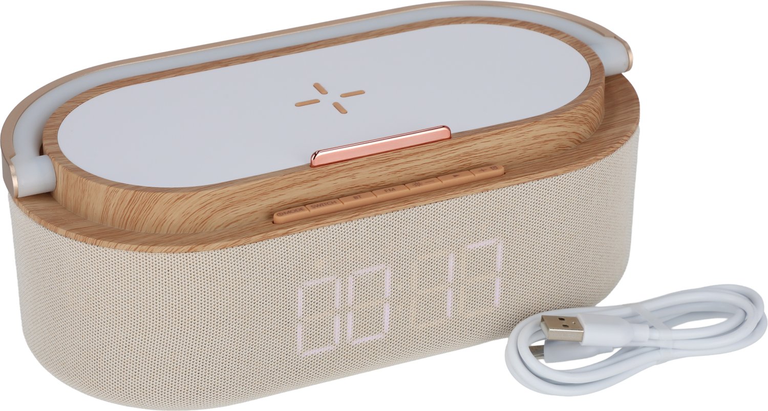 Wielofunkcyjny Głośnik Bluetooth LIMASSOL z Ładowarką Indukcyjną - Elektronika z nadrukiem logo | VEBI - zdjęcie 6