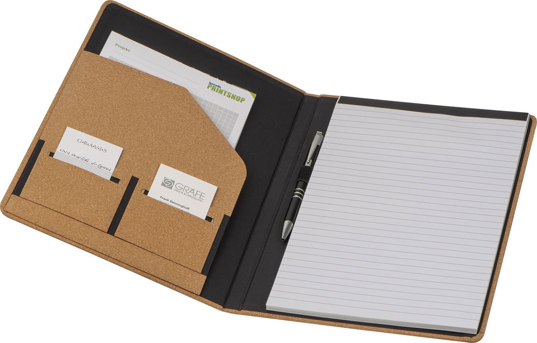 Folder konferencyjny A4 z korka i papieru z recyklingu - Teczki i foldery z nadrukiem logo | VEBI - zdjęcie 2