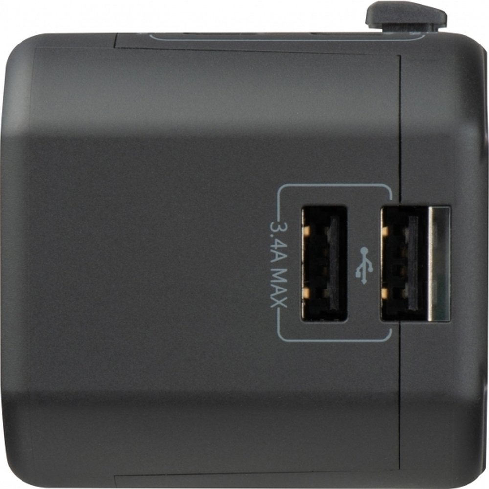 Uniwersalny adapter podróżny z USB i USB-C MARACENA - Akcesoria podróżne z nadrukiem logo | VEBI - zdjęcie 6