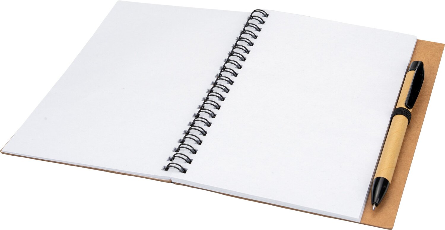 Notes A5 ekologiczny z długopisem RAVENNA - 80 kartek z recyklingu - Notatniki i notesy z nadrukiem logo | VEBI - zdjęcie 2