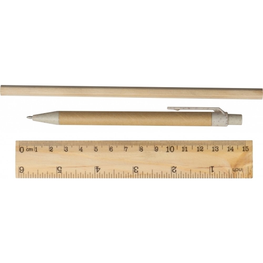 Drewniany zestaw piśmienny w piórniku TERESINA - zdjęcie 3