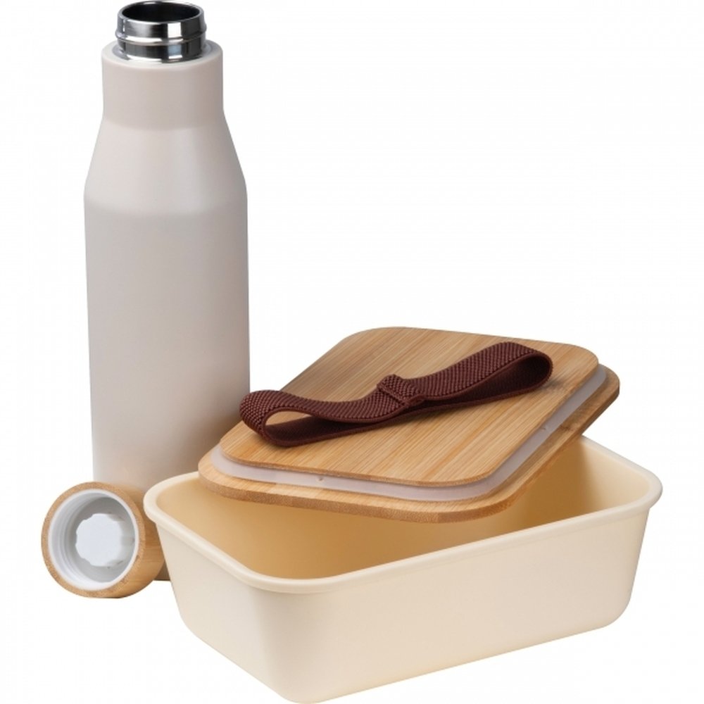 Zestaw biznesowy: lunchbox 1000ml + butelka termiczna 500ml - Pojemniki na żywność z nadrukiem logo | VEBI - zdjęcie 2