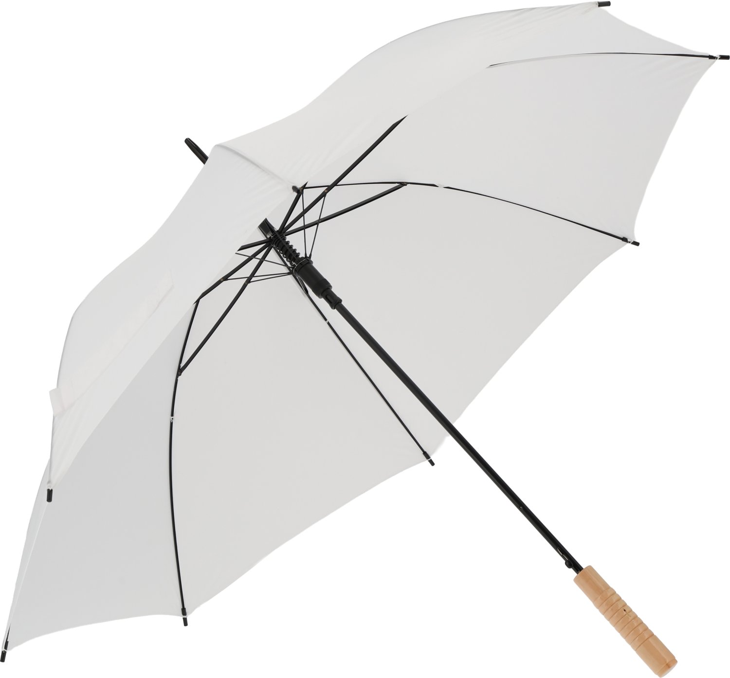 Parasol automatyczny LE MANS Ø100cm z drewnianą rączką - Panel od 100 do 110 cm z nadrukiem logo | VEBI