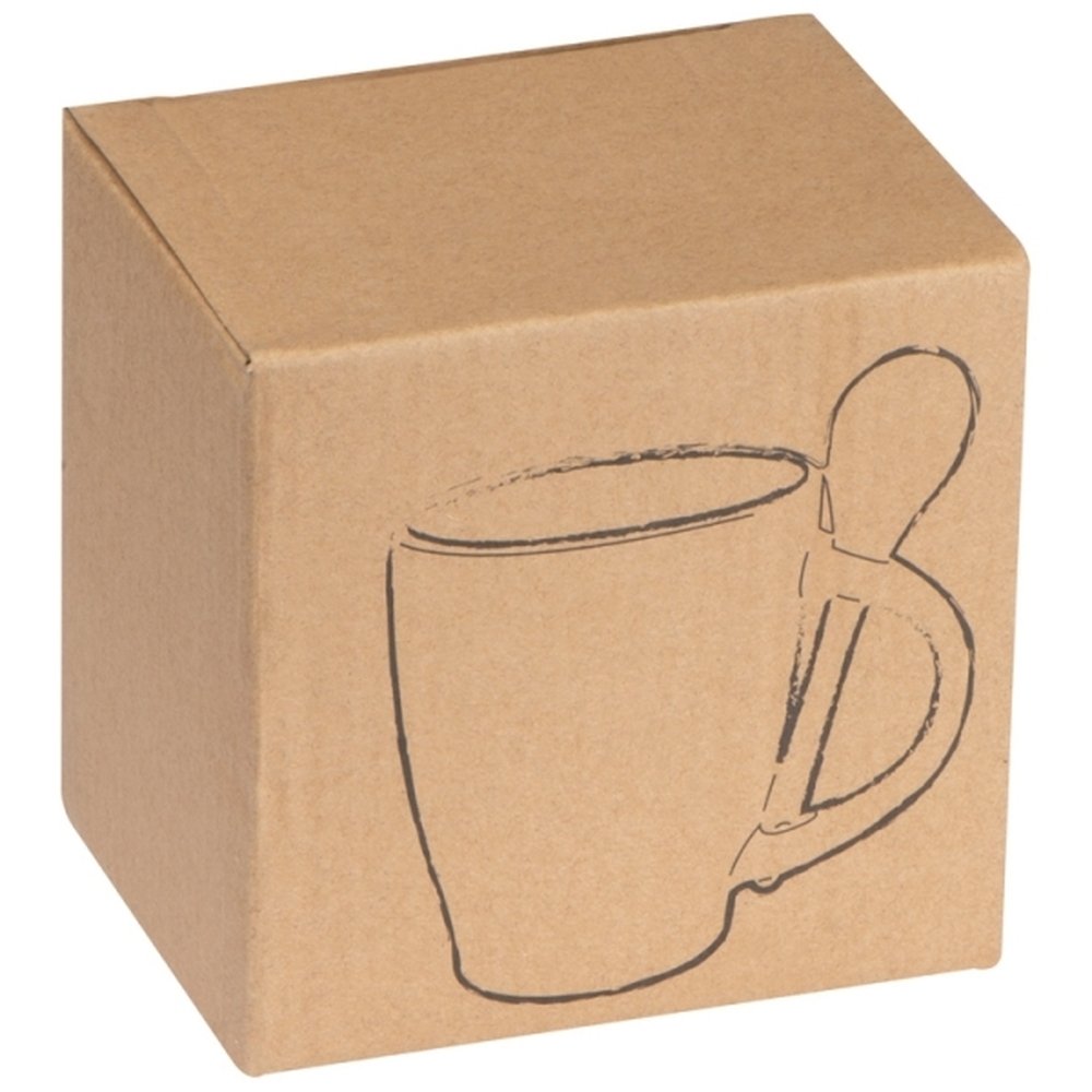 Zestaw kawowy PALERMO - kubek ceramiczny 250ml z łyżeczką - Kubki z nadrukiem logo | VEBI - zdjęcie 2