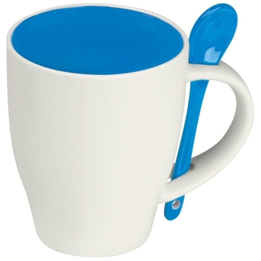 Zestaw kawowy PALERMO - kubek ceramiczny 250ml z łyżeczką - Kubki z nadrukiem logo | VEBI - zdjęcie 3