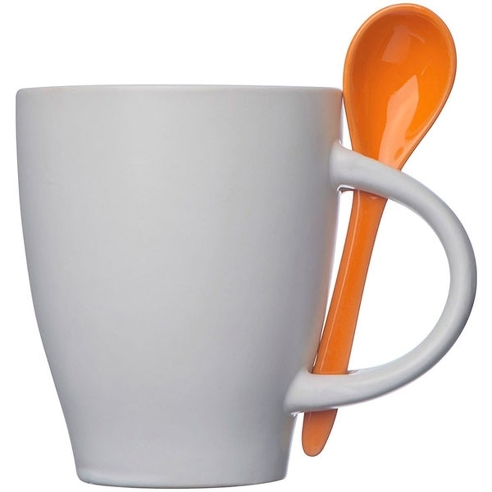 Zestaw kawowy PALERMO - kubek ceramiczny 250ml z łyżeczką - Kubki z nadrukiem logo | VEBI - zdjęcie 5