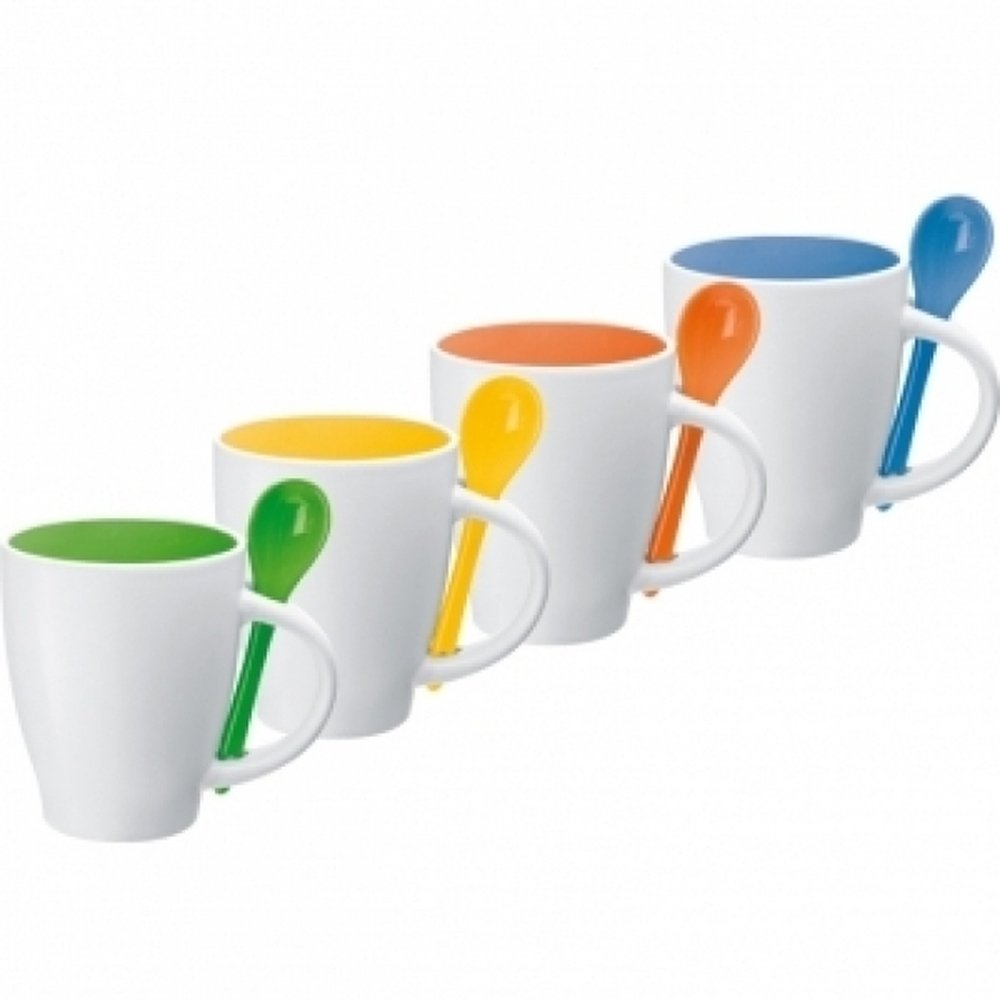 Zestaw kawowy PALERMO - kubek ceramiczny 250ml z łyżeczką - Kubki z nadrukiem logo | VEBI - zdjęcie 8