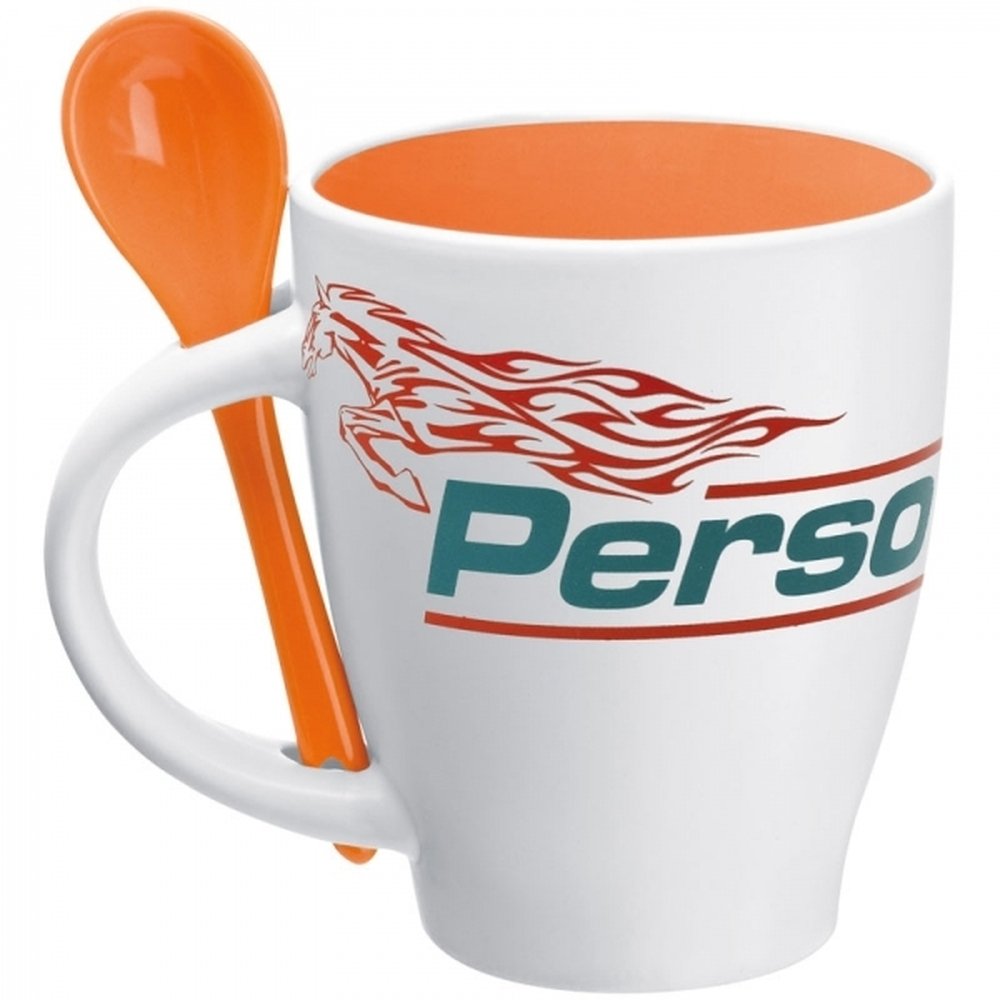 Zestaw kawowy PALERMO - kubek ceramiczny 250ml z łyżeczką - Kubki z nadrukiem logo | VEBI - zdjęcie 10