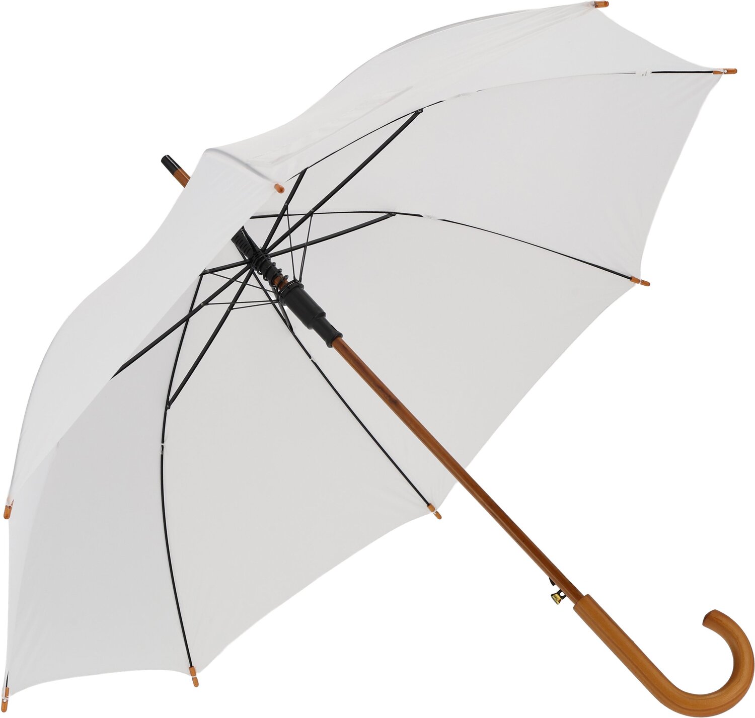 Parasol automatyczny z drewnianą rączką NANCY Ø105 cm - Panel od 100 do 110 cm z nadrukiem logo | VEBI