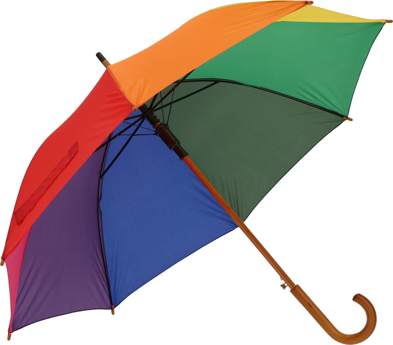 Parasol automatyczny Sarajevo z drewnianą rączką Ø105 cm - Panel od 100 do 110 cm z nadrukiem logo | VEBI
