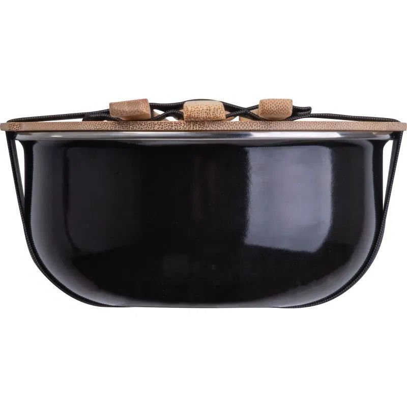 Metalowy lunch box z bambusową pokrywką i sztućcami 700ml - Pojemniki na żywność z nadrukiem logo | VEBI - zdjęcie 5