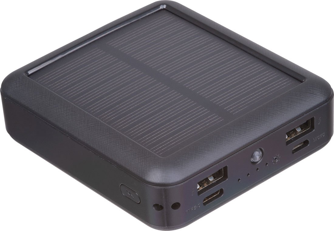 Power bank solarny, z recyklingu 10 000 mAh CRETE - Power banki z nadrukiem logo | VEBI