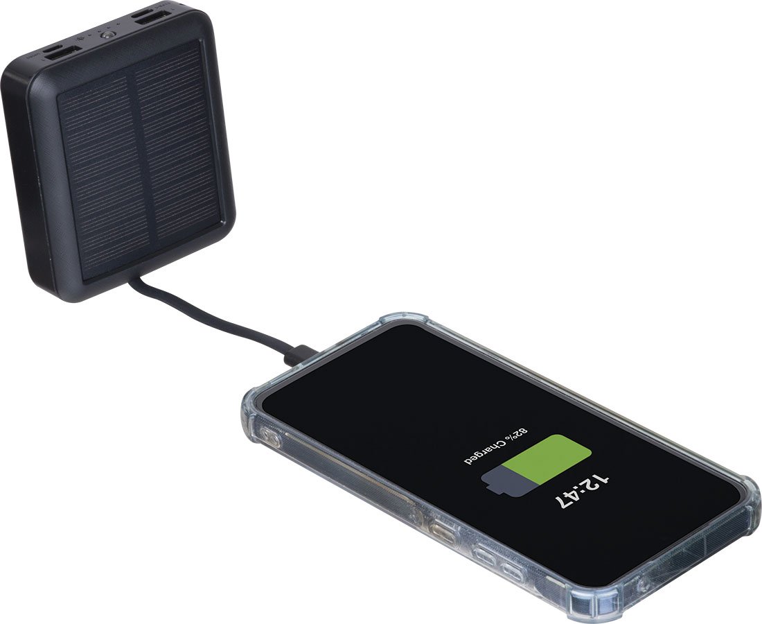 Power bank solarny, z recyklingu 10 000 mAh CRETE - Power banki z nadrukiem logo | VEBI - zdjęcie 2